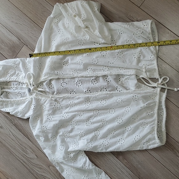 Tempo Paris White Eyelet Cotton Cover Up Jacket - Picture 5 of 9